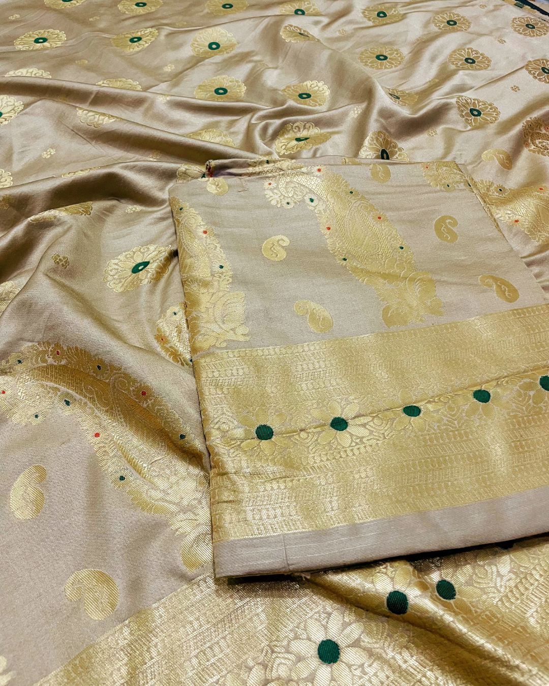 Gul-e-Zar Banarsi Shawl - Champagne Beige
